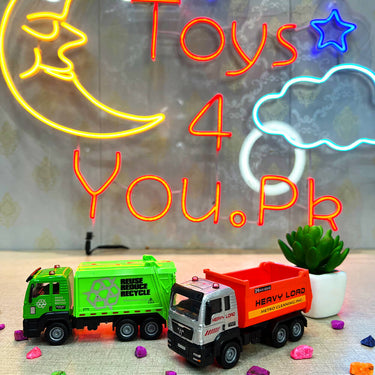 PACK OF 2 - MINI METAL GARBAGE TRUCK
